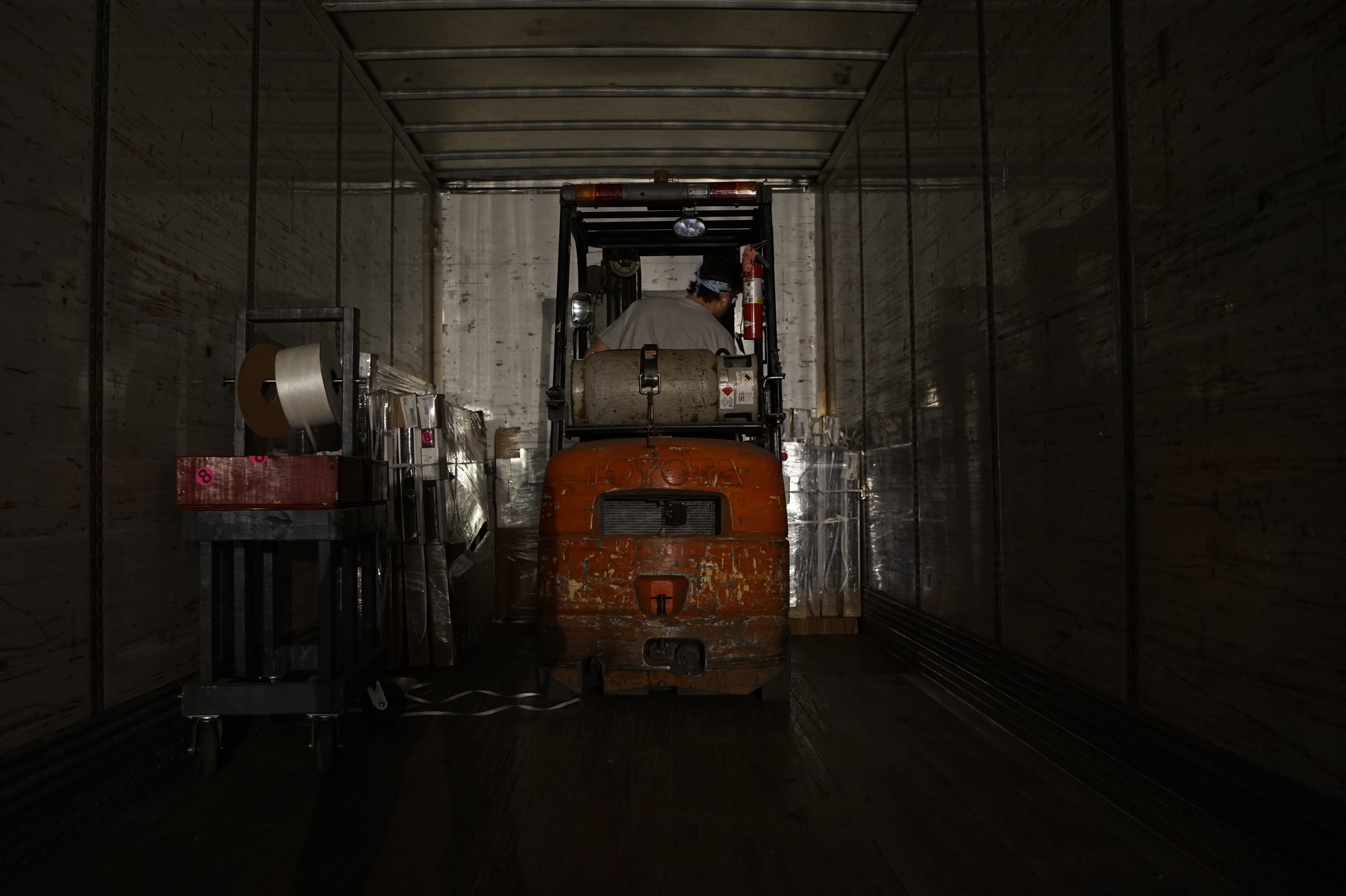 Photo of a forklift in a truck