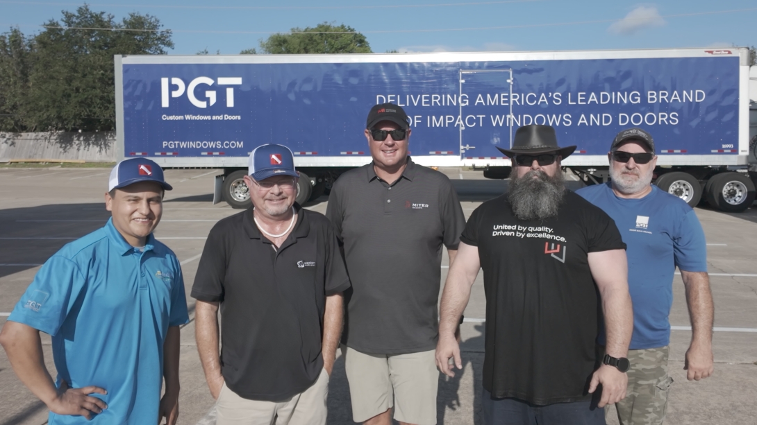 Team members from MITER Brands that volunteered at the distribution event: Michael Reyna, Anthony Stacker, Matthew Bradshaw, Dave Rankin, and Matt Matherne