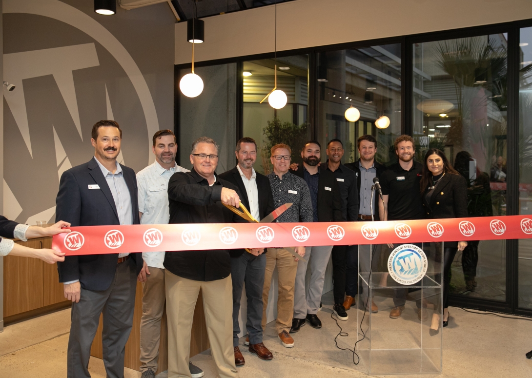 Ty Cranford, Western Window Systems’ Senior Director of Architectural Sales, cuts the ribbon to celebrate the grand opening of the new San Diego Design Studio.